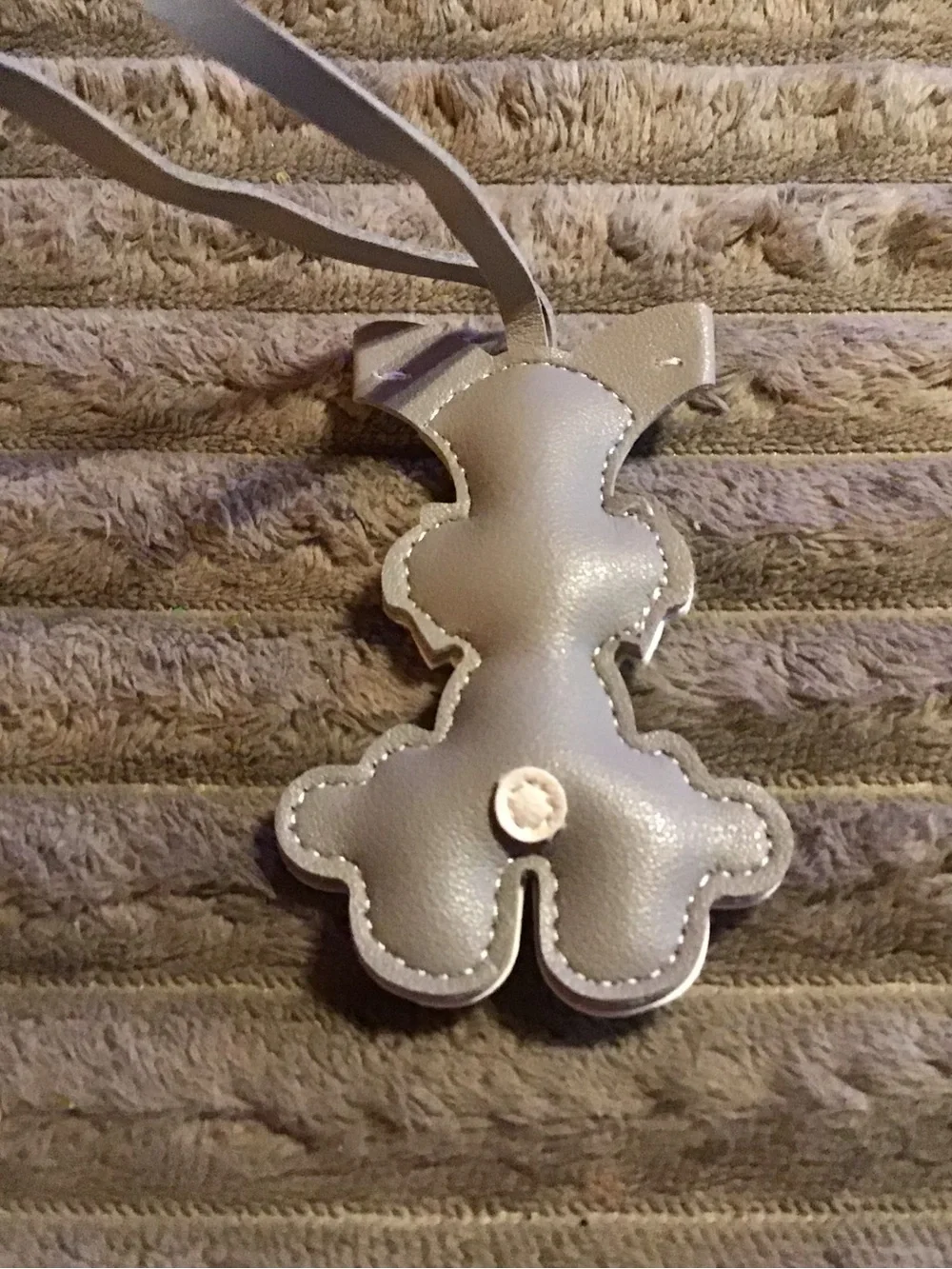 Gray and Cream Dog-Shaped Leather  Accessory